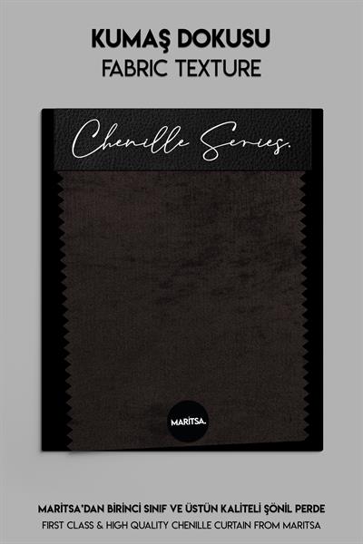 Şönil Serisi Kadife Görünümlü Koyu Kahve Fon Perde