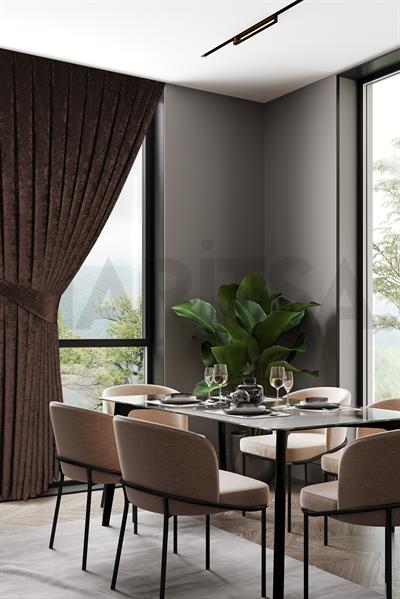 Şönil Serisi Kadife Görünümlü Koyu Kahve Fon Perde