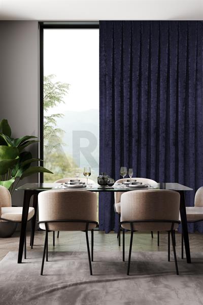 Şönil Serisi Kadife Görünümlü Lacivert Fon Perde