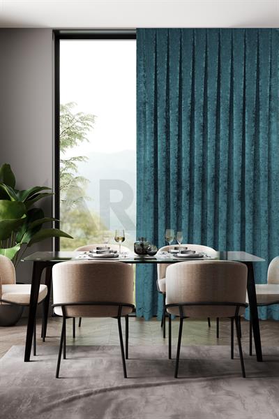 Şönil Serisi Kadife Görünümlü Petrol Fon Perde