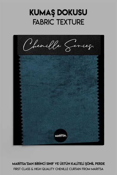 Şönil Serisi Kadife Görünümlü Petrol Fon Perde