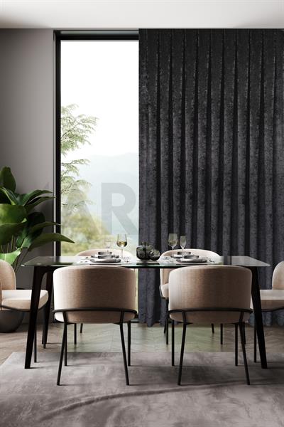 Şönil Serisi Kadife Görünümlü Siyah Fon Perde