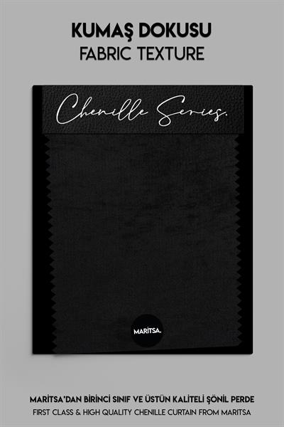Şönil Serisi Kadife Görünümlü Siyah Fon Perde