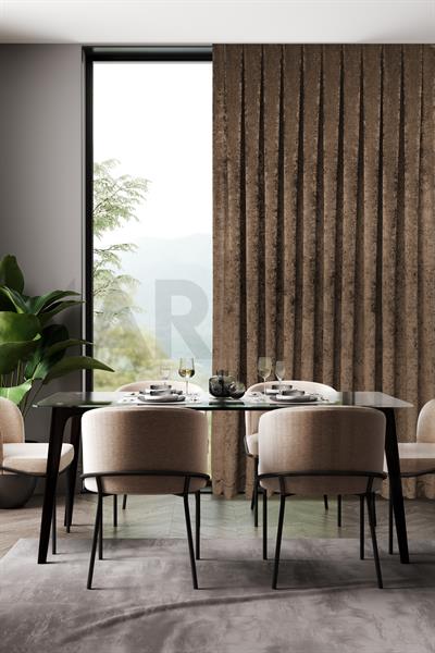 Şönil Serisi Kadife Görünümlü Sütlü Kahve Fon Perde