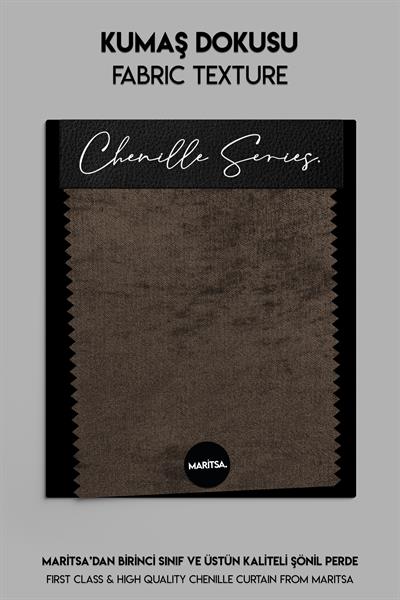 Şönil Serisi Kadife Görünümlü Sütlü Kahve Fon Perde