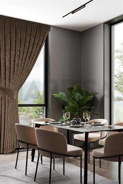 Şönil Serisi Kadife Görünümlü Sütlü Kahve Fon Perde