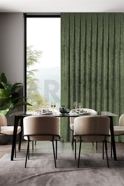 Şönil Serisi Kadife Görünümlü Yeşil Fon Perde