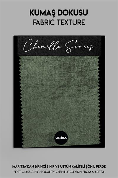 Şönil Serisi Kadife Görünümlü Yeşil Fon Perde