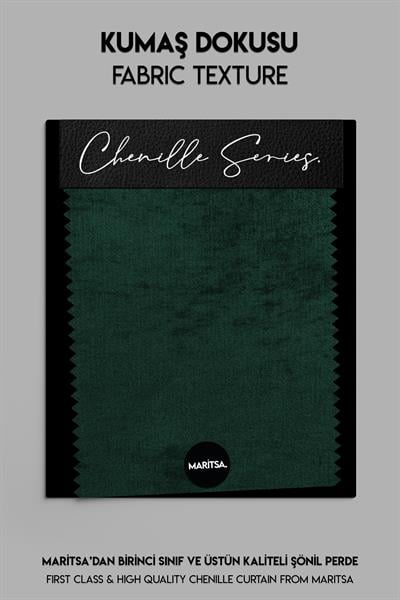 Şönil Serisi Kadife Görünümlü Zümrüt Yeşili Fon Perde