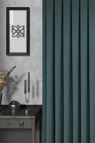 Velmatt Serisi Kadife Efektli Yüksek Gramajlı Mavi Yeşil Fon Perde