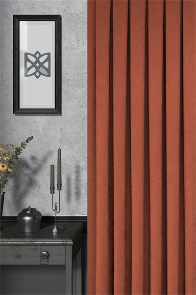 Velmatt Serisi Kadife Efektli Yüksek Gramajlı Nar Çiçeği Fon Perde