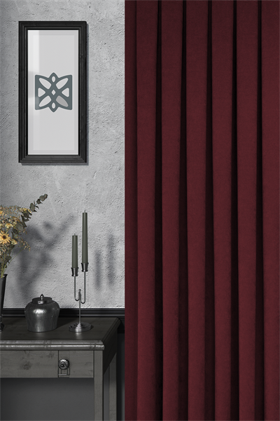 Velmatt Serisi Kadife Efektli Yüksek Gramajlı Bordo Fon Perde