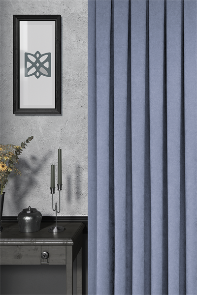 Velmatt Serisi Kadife Efektli Yüksek Gramajlı Mavi Fon Perde