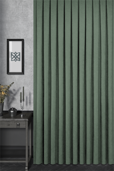 Velmatt Serisi Kadife Efektli Yüksek Gramajlı Yeşil Fon Perde