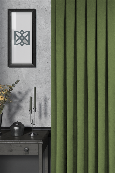 Velmatt Serisi Kadife Efektli Yüksek Gramajlı Çimen Yeşili Fon Perde