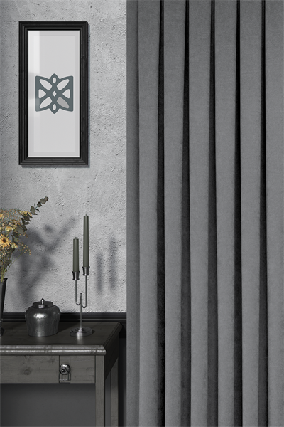 Velmatt Serisi Kadife Efektli Yüksek Gramajlı Gri Fon Perde