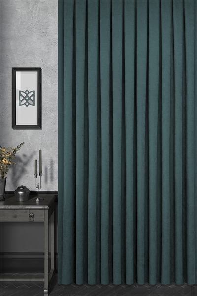 Velmatt Serisi Kadife Efektli Yüksek Gramajlı Mavi Yeşil Fon Perde