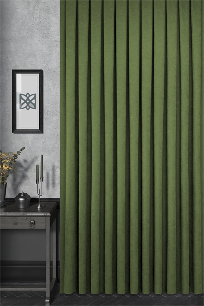 Velmatt Serisi Kadife Efektli Yüksek Gramajlı Çimen Yeşili Fon Perde