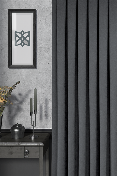 Velmatt Serisi Kadife Efektli Yüksek Gramajlı Koyu Gri Fon Perde