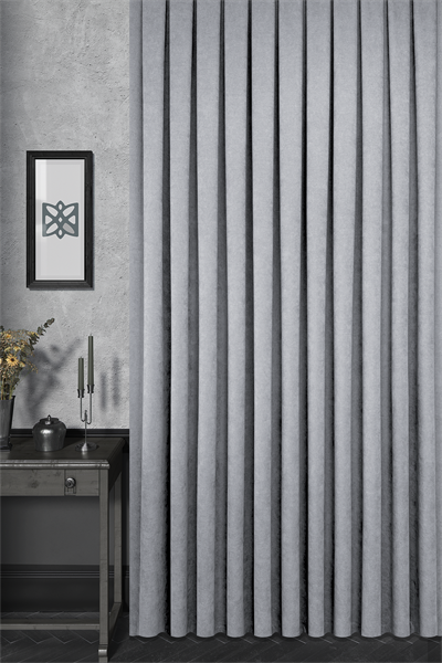 Velmatt Serisi Kadife Efektli Yüksek Gramajlı Gümüş Fon Perde