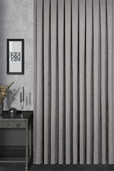 Velmatt Serisi Kadife Efektli Yüksek Gramajlı Toz Grisi Fon Perde