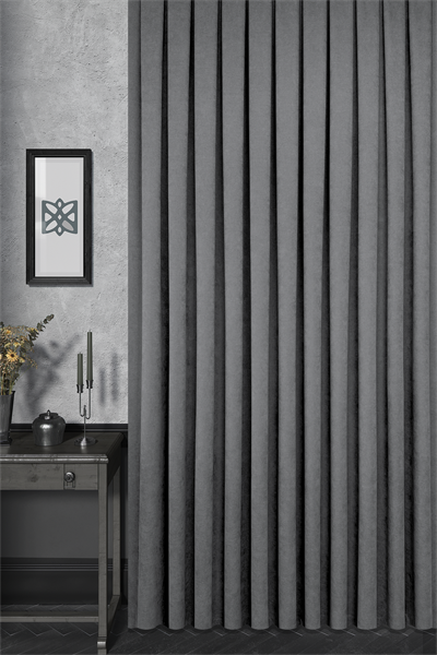 Velmatt Serisi Kadife Efektli Yüksek Gramajlı Gri Fon Perde