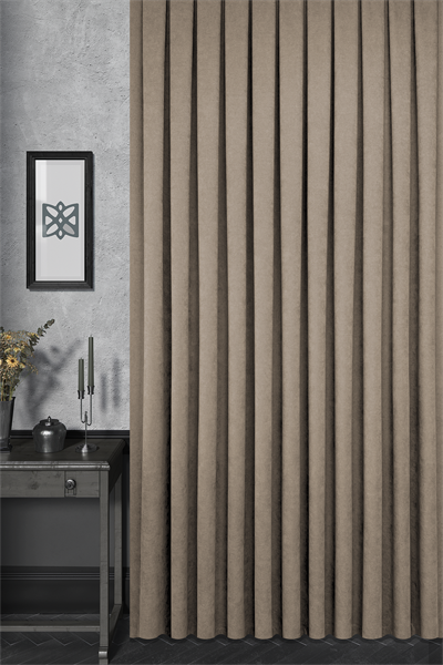 Velmatt Serisi Kadife Efektli Yüksek Gramajlı Kahve Fon Perde