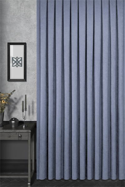 Velmatt Serisi Kadife Efektli Yüksek Gramajlı Mavi Fon Perde