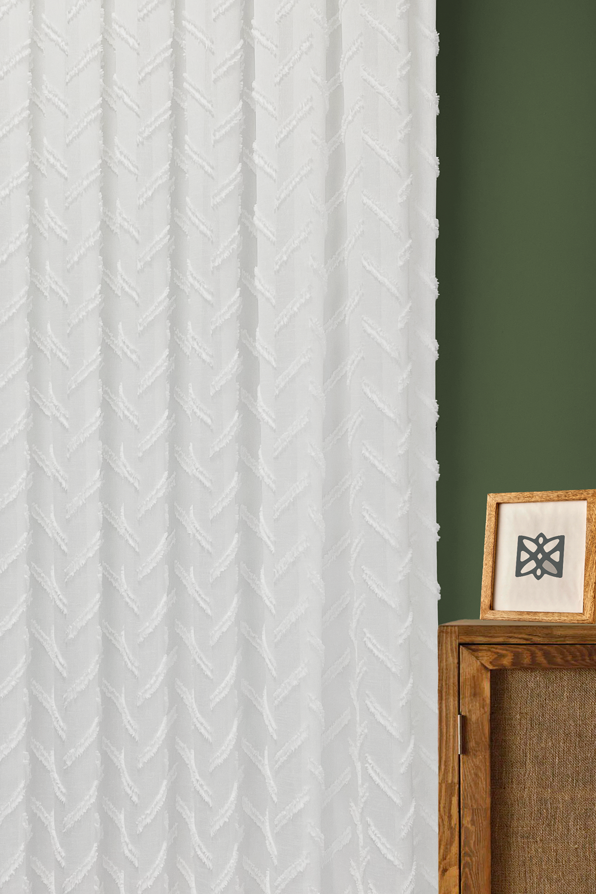 İskandinav Serisi Bohem Bella Desen Keten Ekru Tül Perde