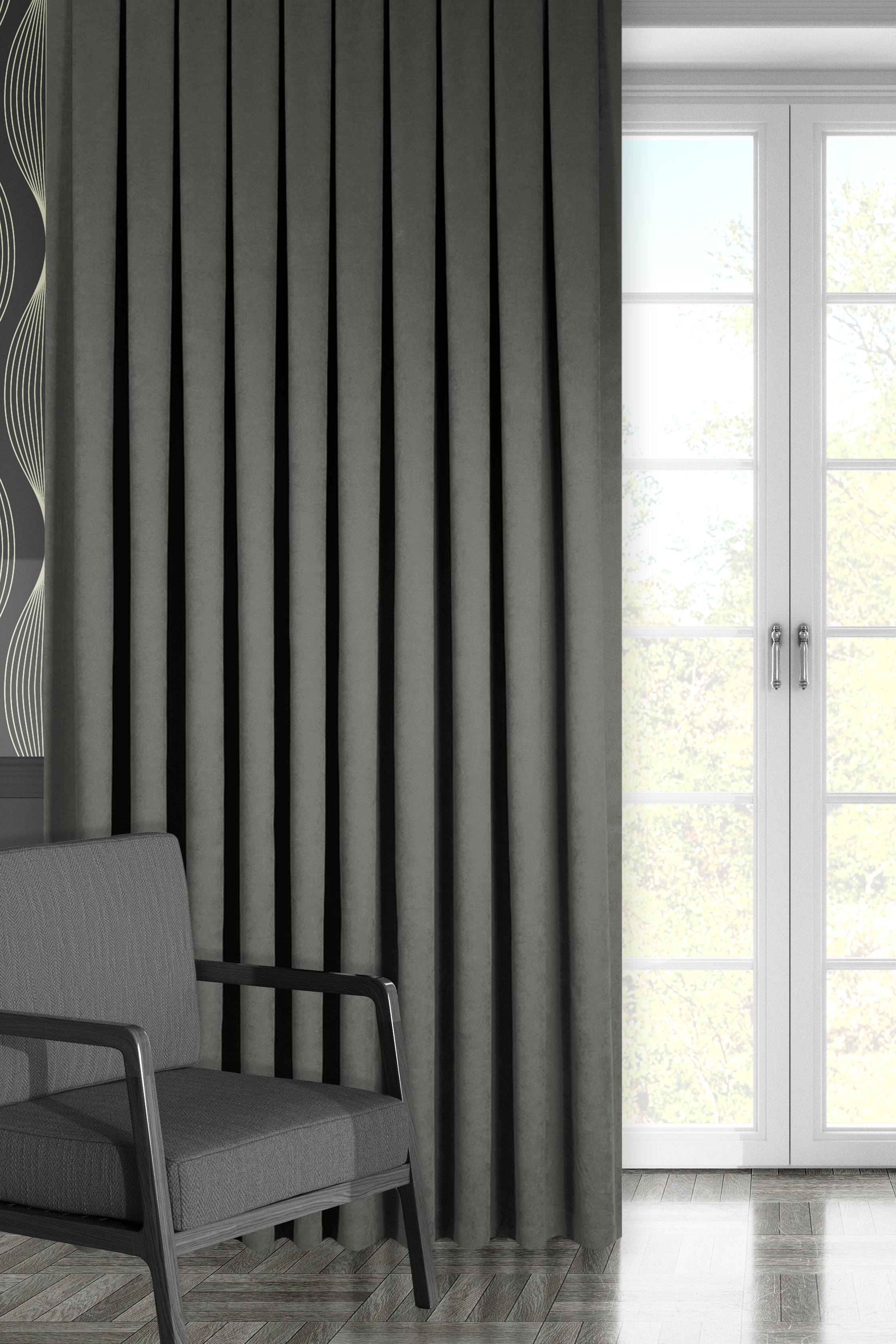 Kadife Dokulu Serisi Fon Perde