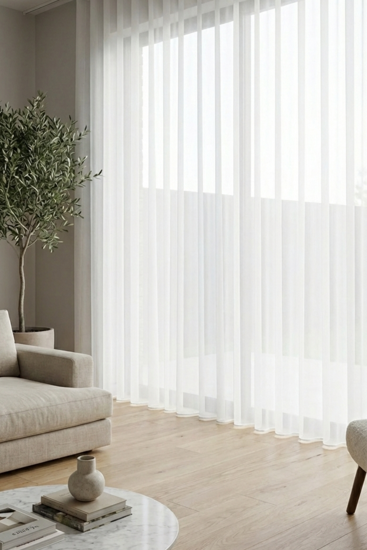 TT Serisi Efektli Sade Ekru Tül Perde