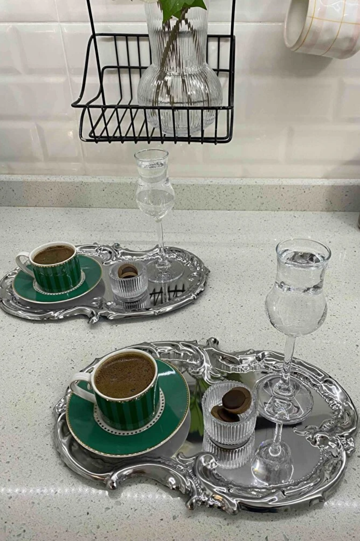 2 li Paslanmaz Çelik Artnova Servis, Çay, Kahve, ikramlık Ve Çeyizlik Sunum Tepsisi