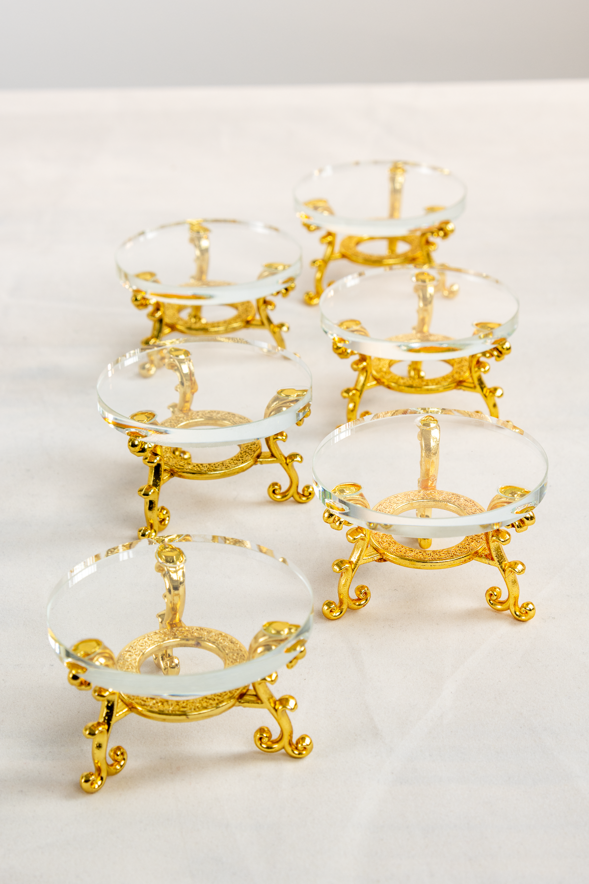 6lı Gold Ayaklı Cam Lokumluk Kahve Yanı Sunumluk Seti (6 cm)