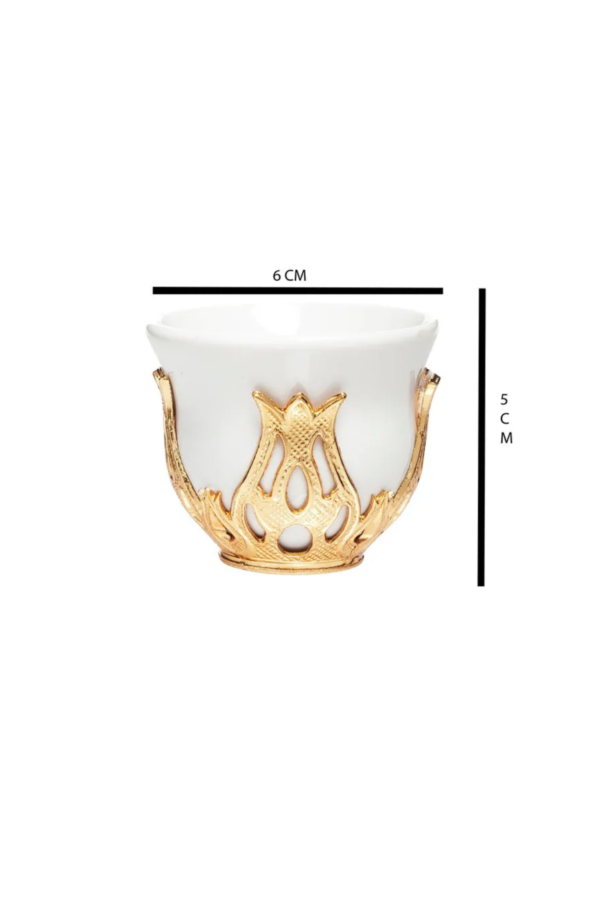 Altılı Gold Metalli Kahve Fincanı Takımı – Mırra Kahvesi Sunumu İçin Özel Set  | Arap Espresso & Zemzem Takımı
