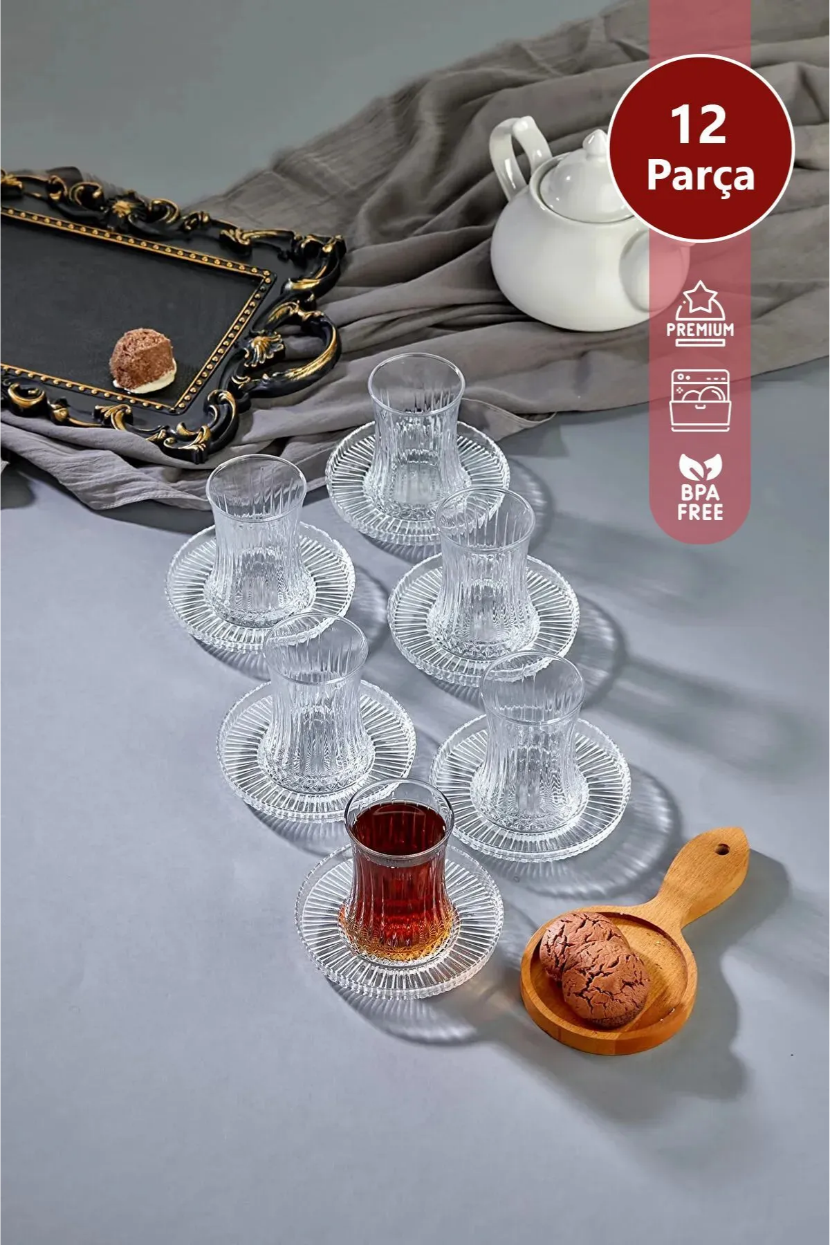 Elegant 6 Kişilik 12 Parça Çay Bardağı Seti