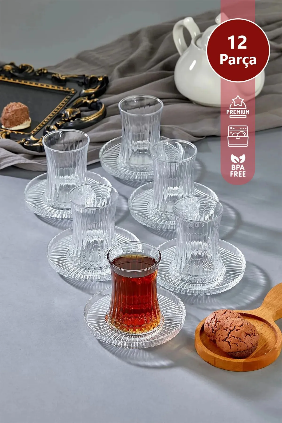 Elegant 6 Kişilik 12 Parça Çay Bardağı Seti