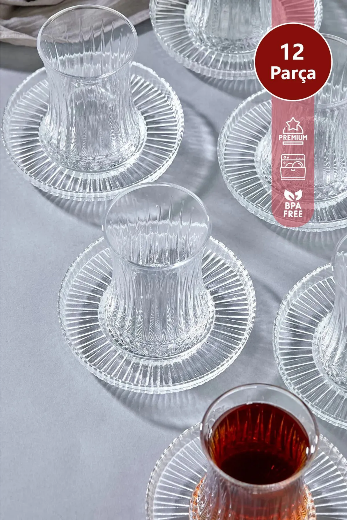 Elegant 6 Kişilik 12 Parça Çay Bardağı Seti