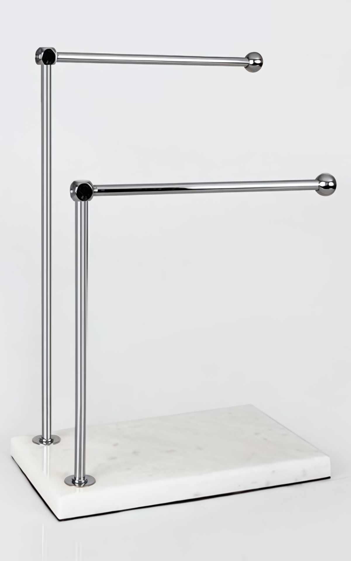 Mermer Ayaklı Gümüş Metal 2 Katlı Havluluk & Kağıt Havluluk Standı