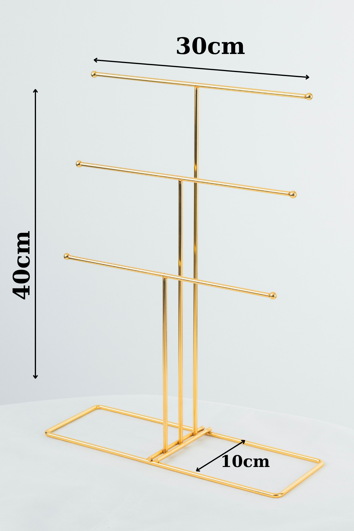 Lüks Gold Kaplama Takı Organizeri – Paslanmaz Çelik, 30x10x40 cm