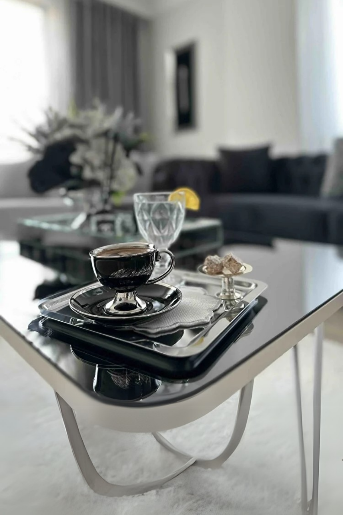 Lüx 6 li Gümüş Kaplama Makaronluk Lokumluk Kahve Yanı Sunumluk