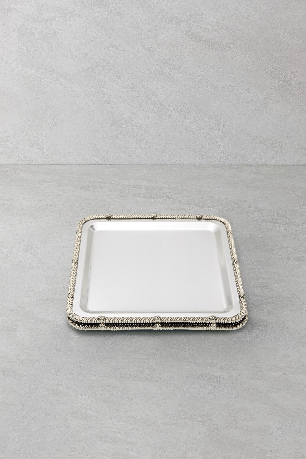 Royal Corda Paslanmaz Çelik Döküm Çerçeveli Sunum Tepsisi 22x22 cm - 2li Set