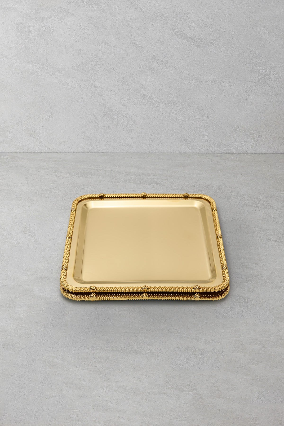 Royal Corda Paslanmaz Çelik Döküm Çerçeveli Sunum Tepsisi 22x22 cm - 2li Set