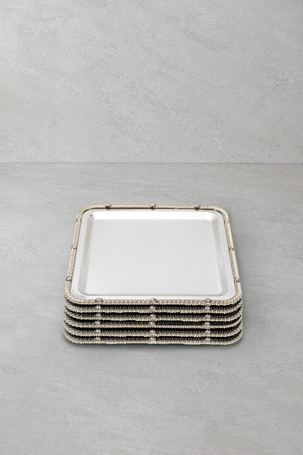Royal Corda Paslanmaz Çelik Döküm Çerçeveli Sunum Tepsisi 22x22 cm - 6lı Set