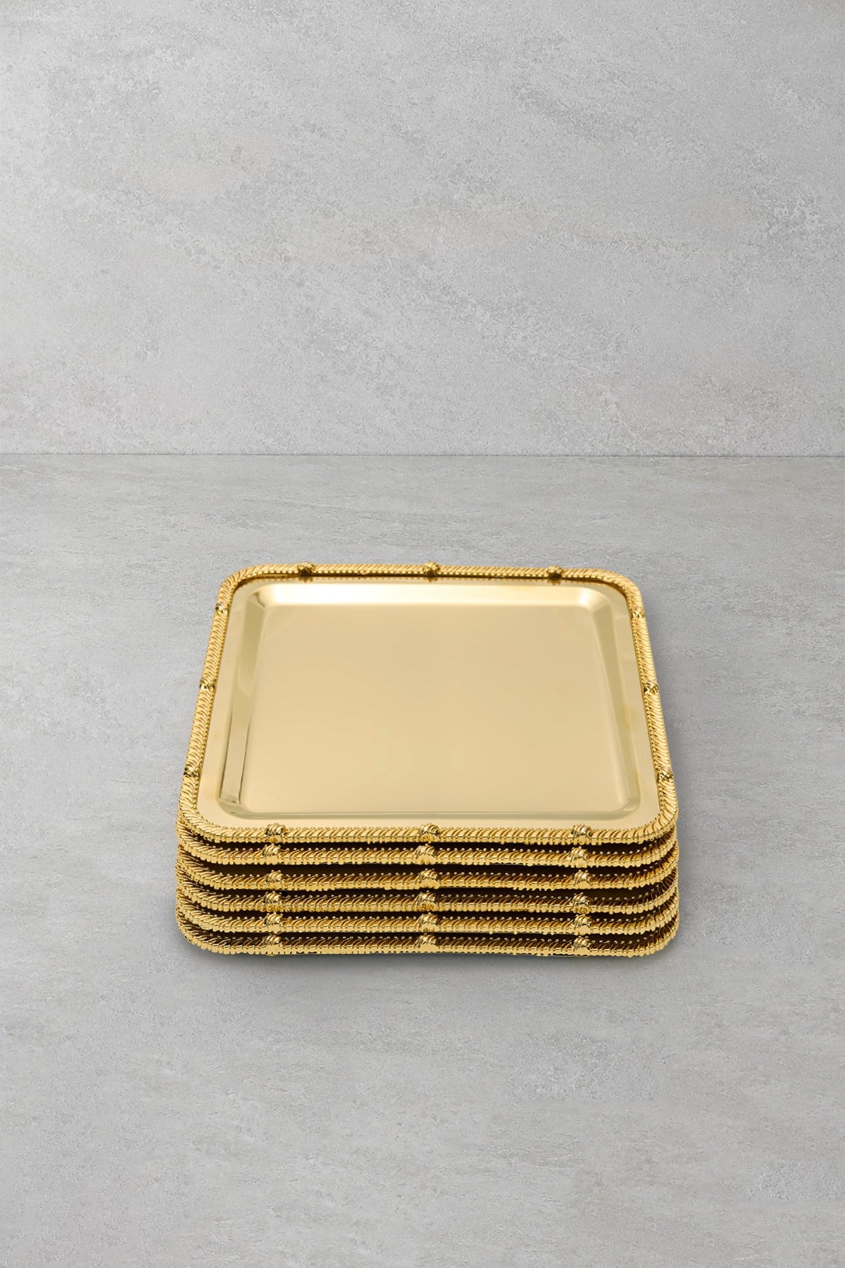 Royal Corda Paslanmaz Çelik Döküm Çerçeveli Sunum Tepsisi 22x22 cm - 6lı Set