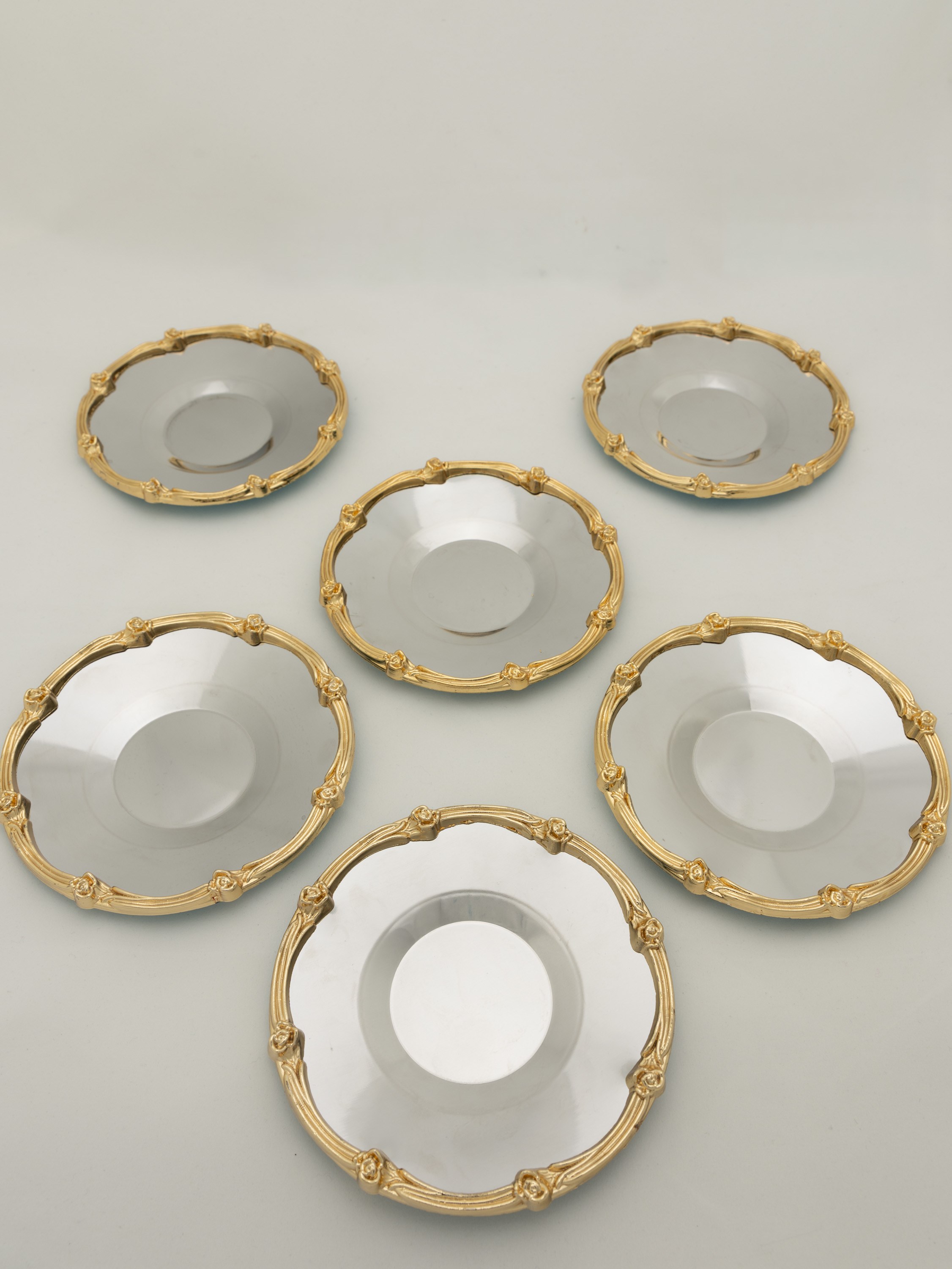Royal Rose 6lı Çelik Çay Bardağı Tabağı