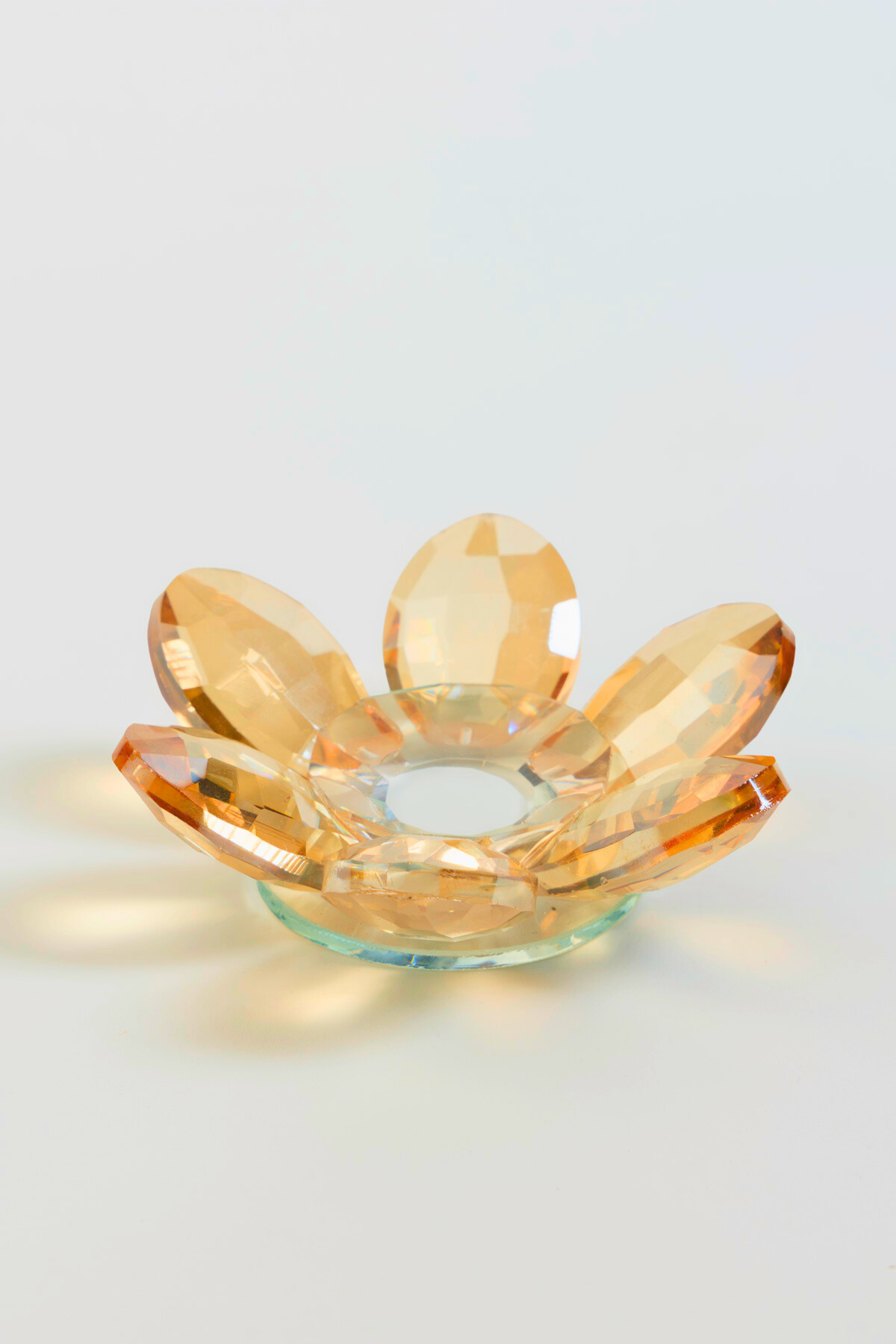 Şık Kristal Cam Mumluk & Lokumluk, Lotus Kesim, Amber – El İşçiliği Lotus Başlık
