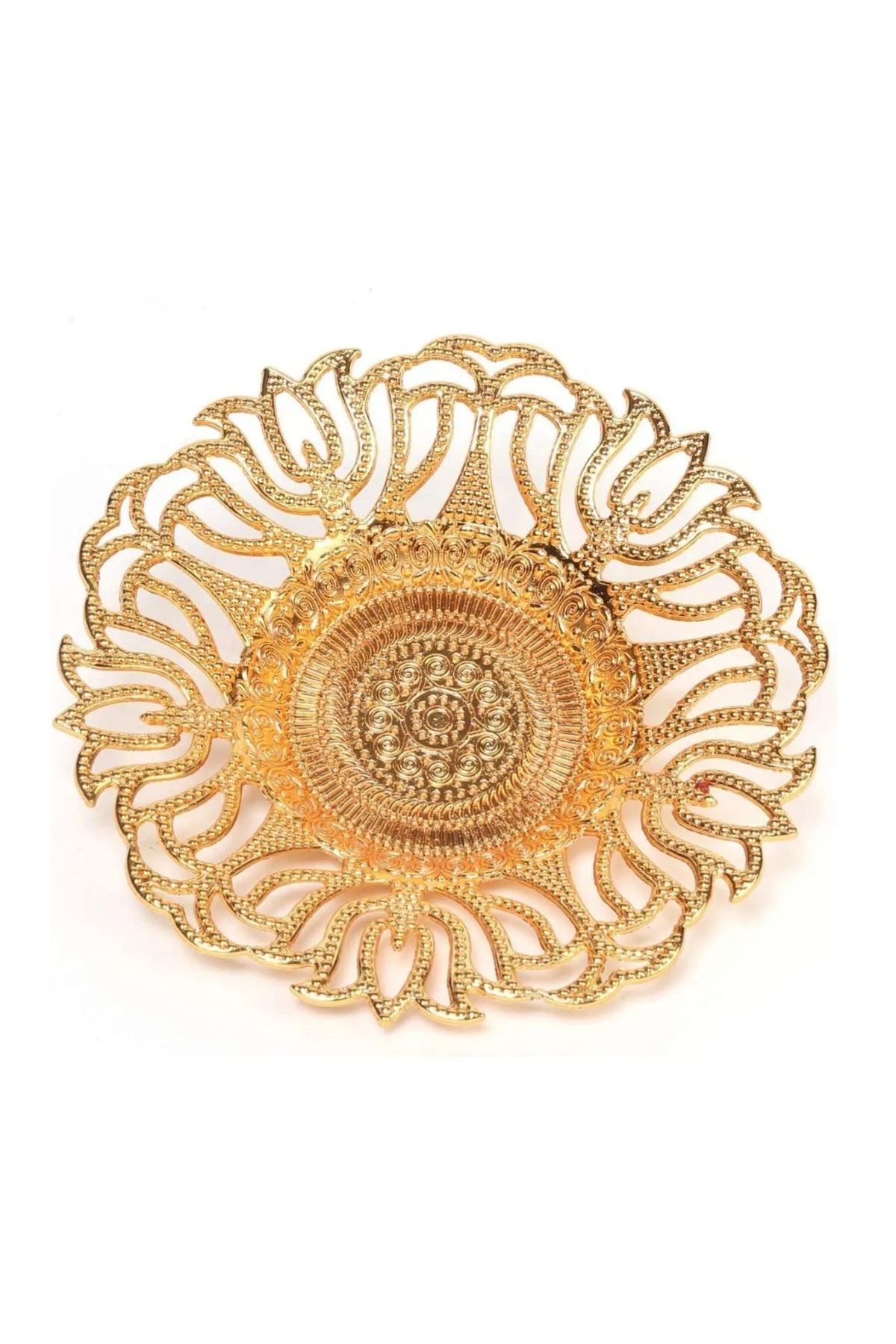 Türk Kahvesi Sunum Seti – Gold Metal Lale Motifli 6lı Kahve Fincan Takımı