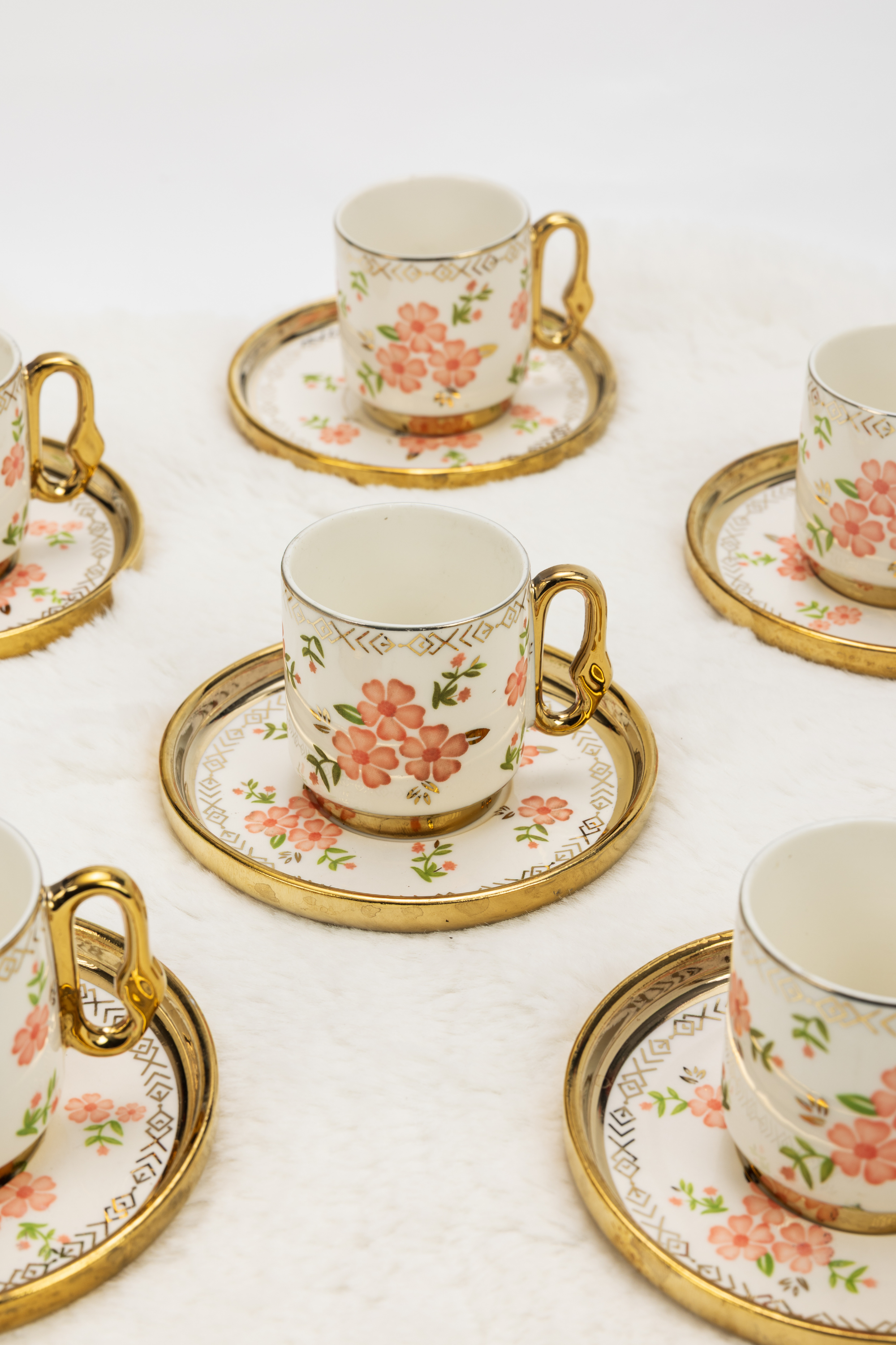 Vintage Blossom 6 Kişilik Porselen Kahve Fincan Takımı - 12 Parça