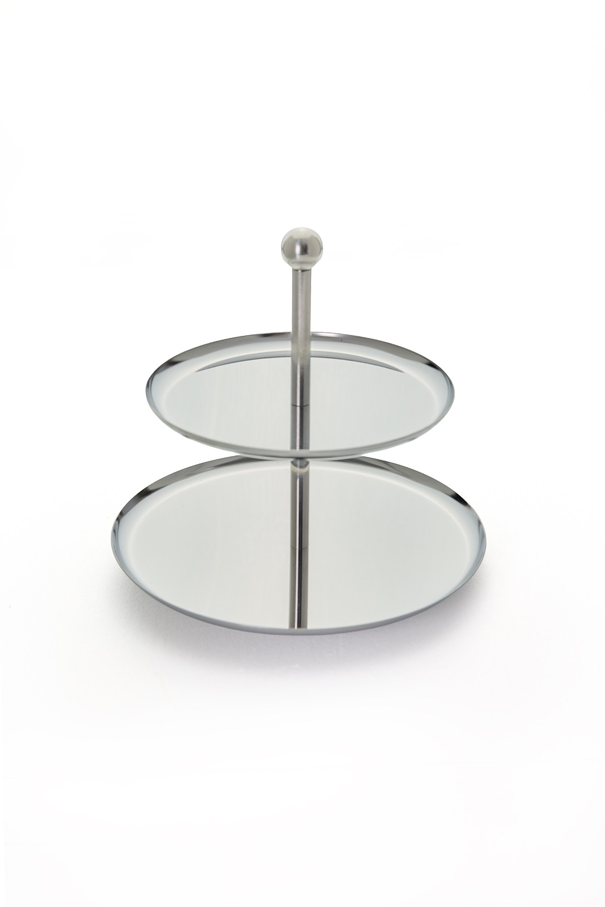 Yaren Style Inox 2 Katlı Yuvarlak Paslanmaz Çelik Sunum Standı (20-16 cm)