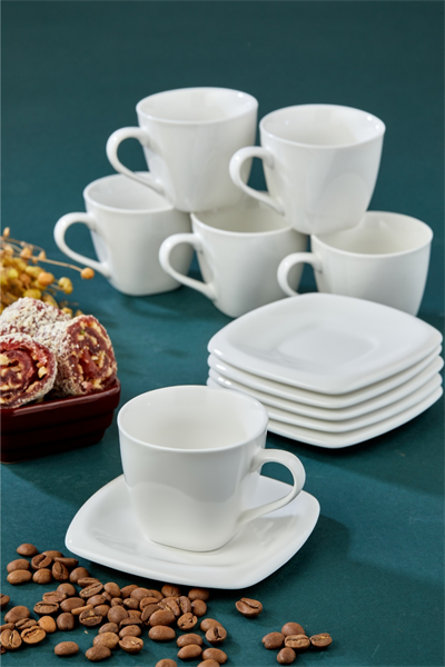 Yaren Style6'lı Beyaz Porselen Kahve Fincanı Takımı – Minimalist ve Zarif Tasarım☕ 6'lı Beyaz Porselen Kahve Fincanı Takımı – Minimalist ve Zarif Tasarım